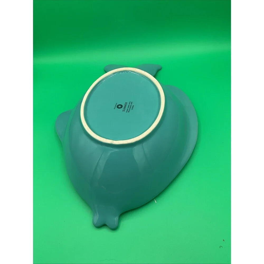 Ceramic Stoneware,TURQUOISE color 14”x 10”x 3.25” Fish Serving Tray,EUC